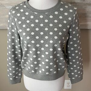 English Factory Gray and White Polka Dot Sweatshirt